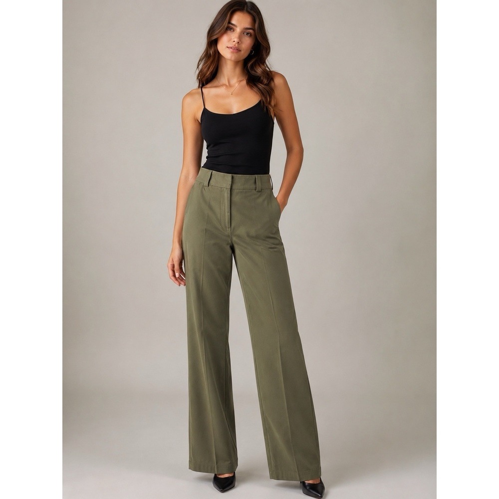 NWT Saint Art New York Pants Womens Size S Nessa Mid Rise Straight Green Twill
